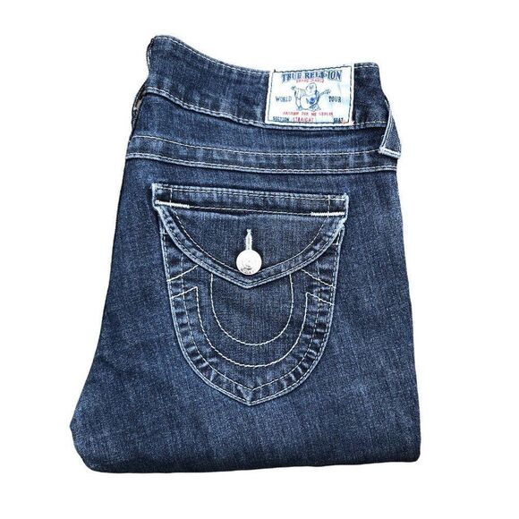 TRUE Religion Jeans Size 29 STRAIGHT Blue - Picture 1 of 6